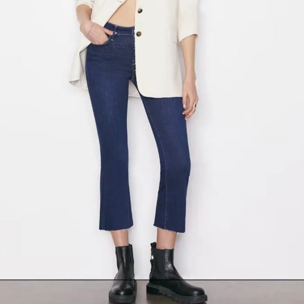Frame Le Crop‎ Mini Boot Blue Denim Jeans Sanctuary Womens 26